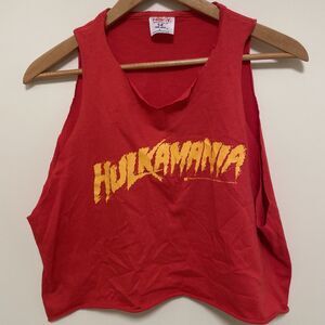 1980s Hulk Hogan WWF HULKAMANIA Crop T-Shirt Wrestlemania 80s Body Building Lg